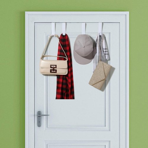 Jetec Over The Door Clothes Hooks - 8 Pcs White Plastic Hanger Set for Home & Kitchen | 4.72 Inch Long