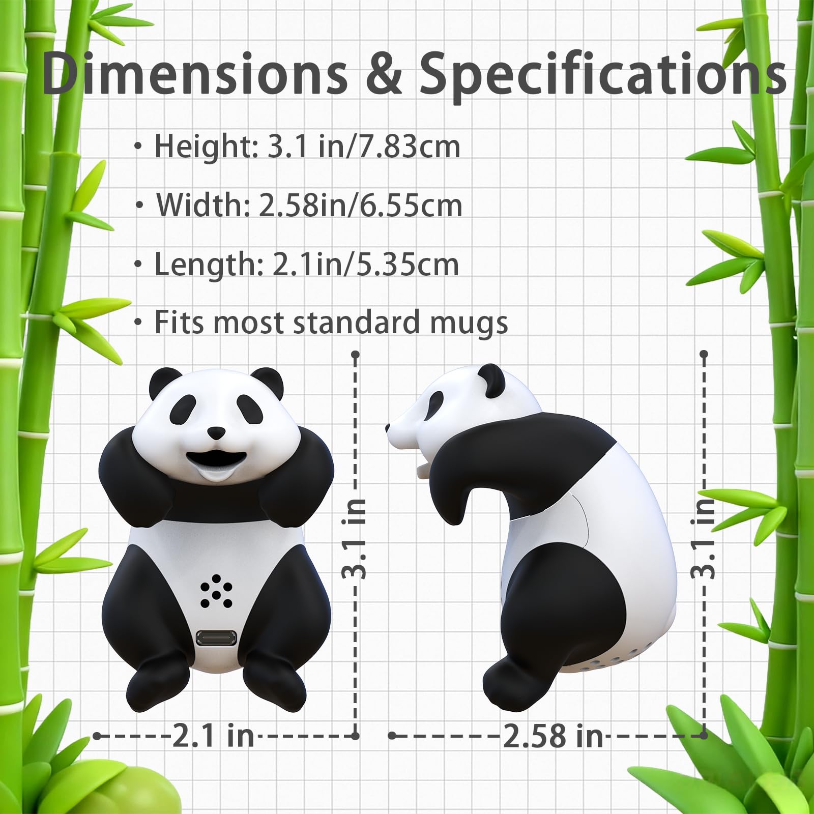 Mini Food Cooling Fan, USB Rechargeable Beverage Cooler for Coffee Tea Milk, 3-5 Min Fast Cooling Portable Mug Chiller, Cute Panda Desk Accessory for Home Office Kitchen