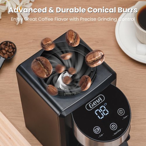 Gevi Coffee Grinder Electric,Coffee Bean Grinder with 35 Grind Settings for Espresso,Drip,French Press,Burr Coffee Grinder for Home Use,Anti-static Design,Black