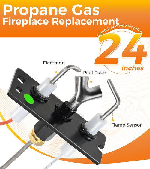 Hicello IPI Pilot Assembly 2090-012 Natural Gas (NG) Fireplace Replacement Kit - Compatible with Heatilator, Majestic, Heat-N-Glo, Quadra-Fire, and Outdoor Lifestyles Models