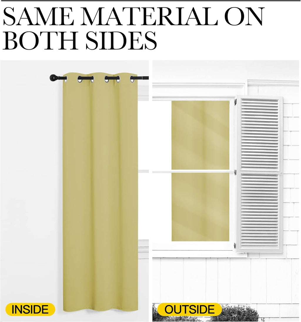 NICETOWN Blackout Curtains for Patio Glass Doors - Privacy Panel Drapes, Paler Yellow, 42" W x 95" L (1 Pair)