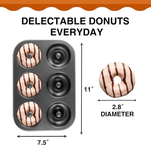 HONGBAKE Donut Pan - Upgraded Deepened Nonstick Baking Tray, 2 Pack Mini Bagel Mold - Black