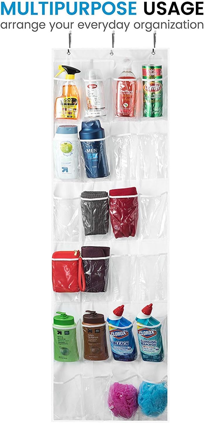 ZOBER Over The Door Shoe Organizer - 24 Pocket Hanging Rack for Shoes, Towels & Toys | Closet & Pantry Storage