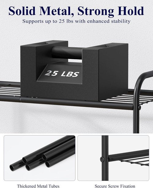 Kitsure Shoe Rack - Sturdy Stainless Steel Organizer for Closet & Entryway | 3-Tier, 25.6" Wide, Black