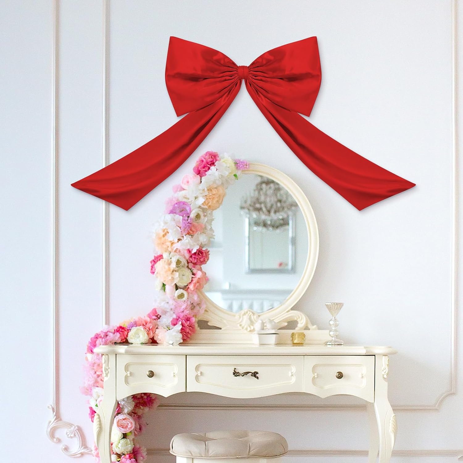 Wavwavw Red Large Bow Decor - Giant Satin Ribbon Tie for Birthday & Wedding Backdrop | 18 x 24 Inches