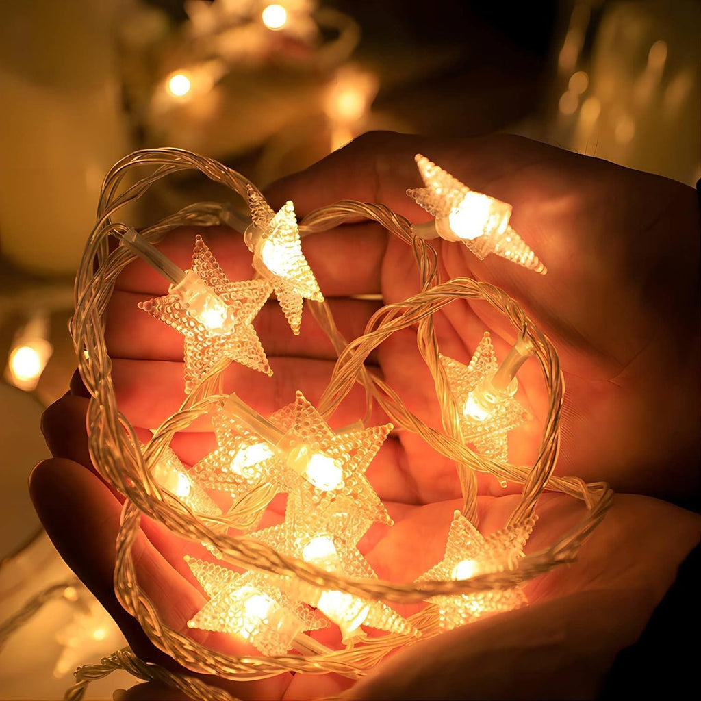 Star String Lights - 20 FT Battery Operated 40 LED Warm White Twinkle Lights | 8 Modes Timer for Indoor/Outdoor Decor