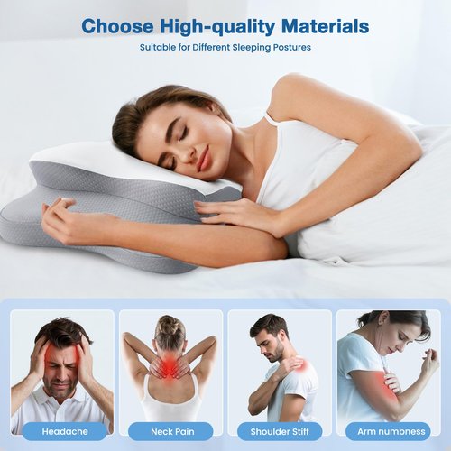 Cervical Pillow for Neck Pain Relief, Cooling Contour Memory Foam Pillows Support Odorless Ergonomic Neck Pillow Adjustable Orthopedic Bed Pillow for Side Back Stomach Sleeper,Gift Ideal