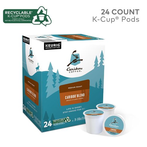 Caribou Coffee K-Cup Pods - Caribou Blend Medium Roast Coffee, 24 Count for Perfect Brewing