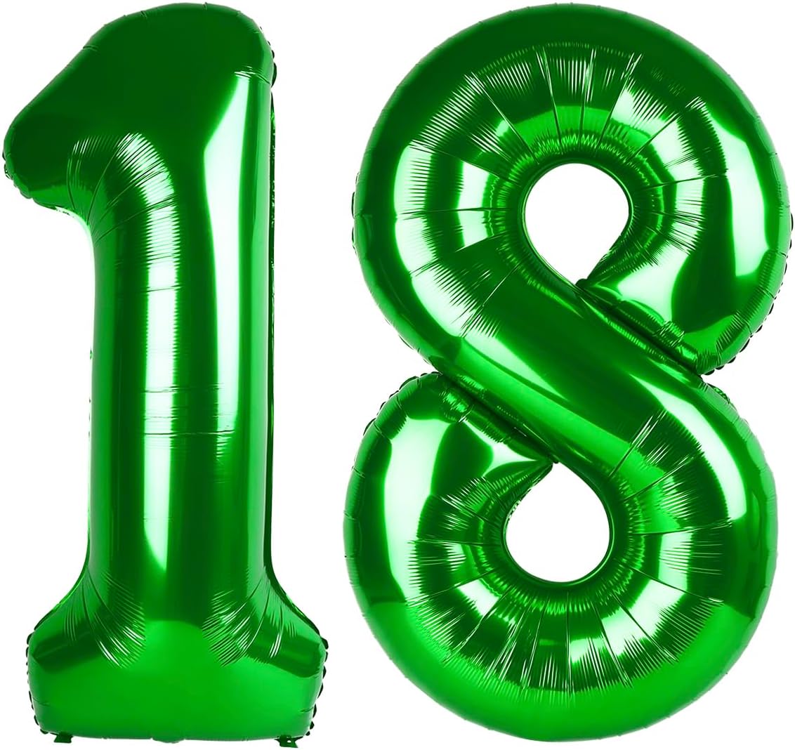 Skiennix 40-Inch Dark Green Balloon Numbers - 18th Birthday Party Decoration for Men & Women