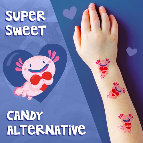 Peaceable Kingdom Valentines Box for Kids, Valentines Day Box Kit for Valentine Cards for Kids Classroom - Axolotl Tattoo