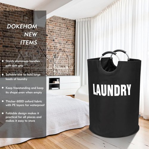 DOKEHOM XX-Large Collapsible Laundry Basket - 160L Foldable Hamper in Black | 7 Color Options