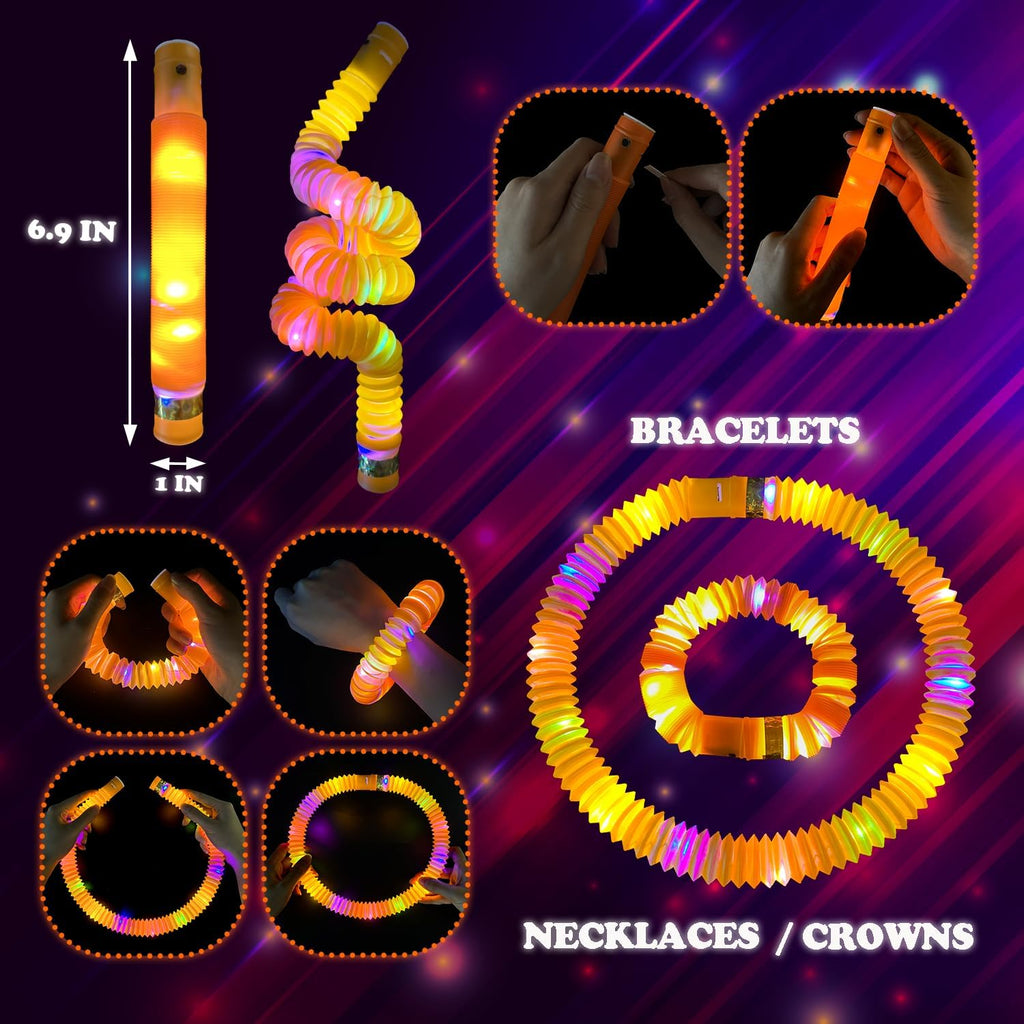 Skiennix Orange Graduation Glow Sticks - Light Up Bracelets & Necklaces | 12-24 PCS Party Favors for Kids