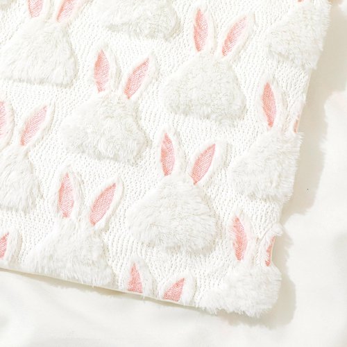 Gilprop Easter Blanket Throw Pink Bunny Ears White Rabbit Harvest Soft Fuzzy Plush Faux Fur Cozy Blankets for Couch Sofa Bed Lounging Ideal Gifts for Holiday Adults Wife Self 50 x 60 Inches