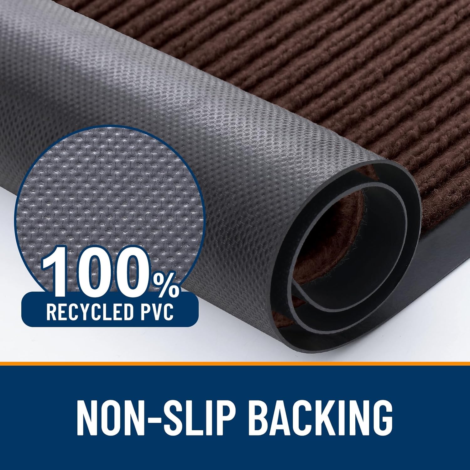 OLANLY Heavy Duty Waterproof Front Door Mat - 2-Pack 29.5 x 17 Inch, Fade Resistant, Easy Clean, Brown