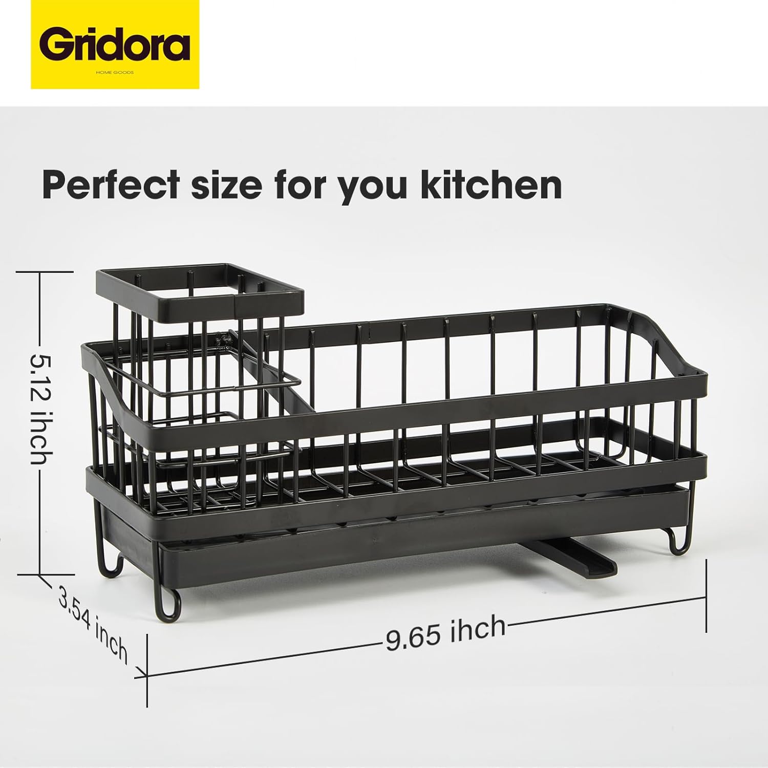 Skiennix Kitchen Sink Caddy - Rustproof High-Carbon Steel Sponge Holder with Brush & Soap Dispenser