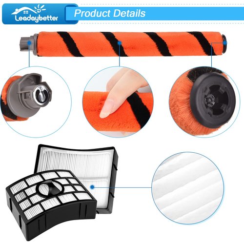 Leadaybetter Filter Replacement for Shark APEX DuoClean Lift-Away AX950 AX951 AZ1002 AZ1000 AZ1000W, 2 Black Filters, 4 Foam & Felt Filters, 1 Brush Roll, Compare to Part # XFF650 & XHF650 & 1173FT950
