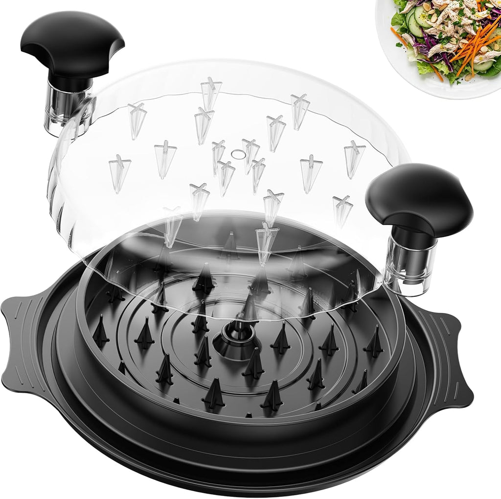 Skiennix Chicken Shredder - Large BPA-Free Meat Shredder Tool with Tray & Brush | Anti-Slip Design (Black)
