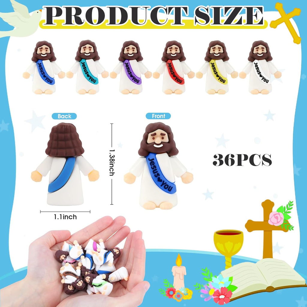 Skiennix 36 Pack Mini Jesus Figurines - Perfect for Church Events, Christmas & Easter Gifts