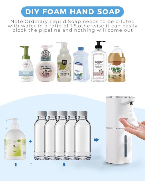 DODO MEKIA 2 Pack Automatic Foaming Soap Dispenser, 400ml//13.53oz, USB Rechargeable, 9- Adjustable Foam Levels, IPX5 Waterproof, Touchless & Wall/Tabletop Use for Kitchen Bathroom, White