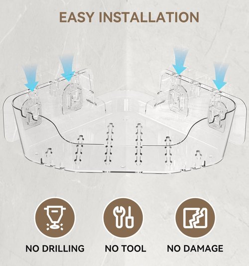 JNDETOP Corner Shower Caddy, 3-Pack Adhesive Shower Organizer with Soap Holder and Hooks, Rustproof Corner Shower Shelves, No Drilling Bathroom Organizer for Bathroom