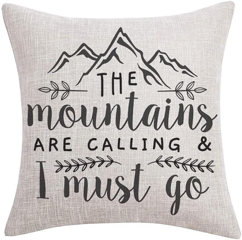 The Mountains Are Calling Pillow Cover - 18x18 Inch Throw Pillowcase
