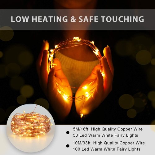 Ariceleo USB LED Fairy String Lights - 16ft Copper Wire Indoor/Outdoor Decor | Warm White for Parties & Weddings