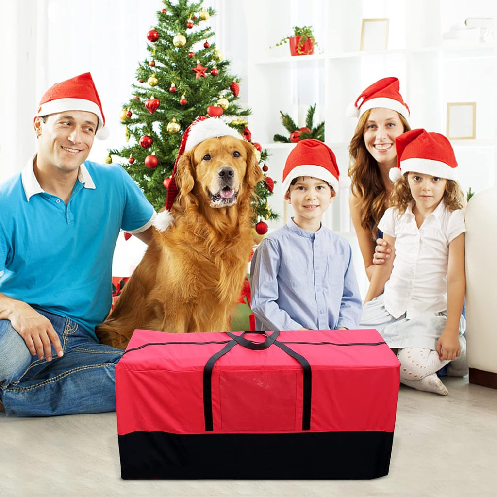 PLTCAT Christmas Tree Storage Bag - Heavy Duty 10-12 Ft Artificial Tree Container with Zipper & Pocket - Red