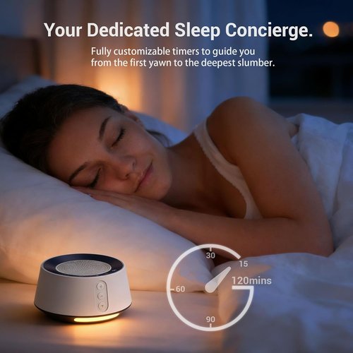 BGOVERSS White Noise Sound Machine - 20 Soothing Sounds & 10 Color Night Light | Perfect for Home, Office & Travel