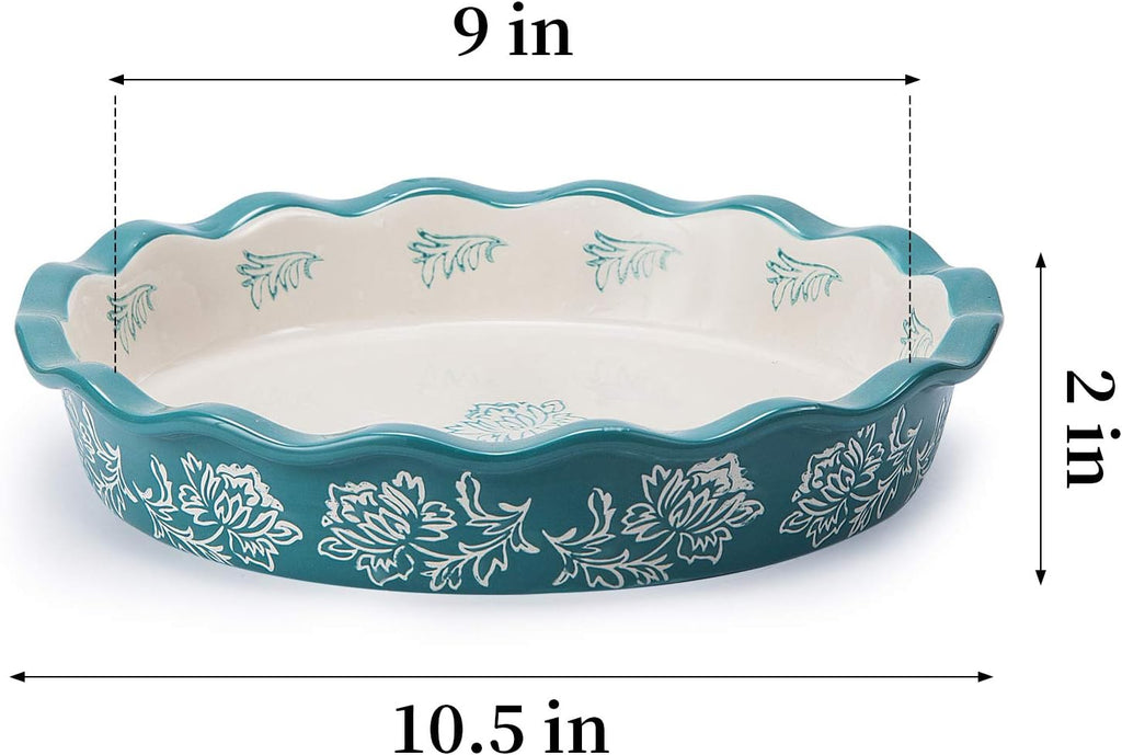 Wisenvoy Ceramic Pie Pan - Non-Stick Deep Dish Baking Plate for Perfect Pies | 9-Inch Size