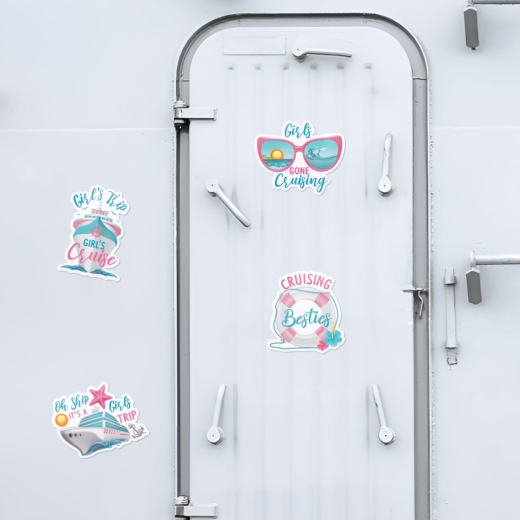 JAPBOR Cruise Door Decorations Magnetic - 4PCS It’s A Girls Trip Magnets, Girl Ship Car Cabin Refrigerator Magnet Decal, Cruising Magnetic Fridge Stickers for Home Kitchen Decor