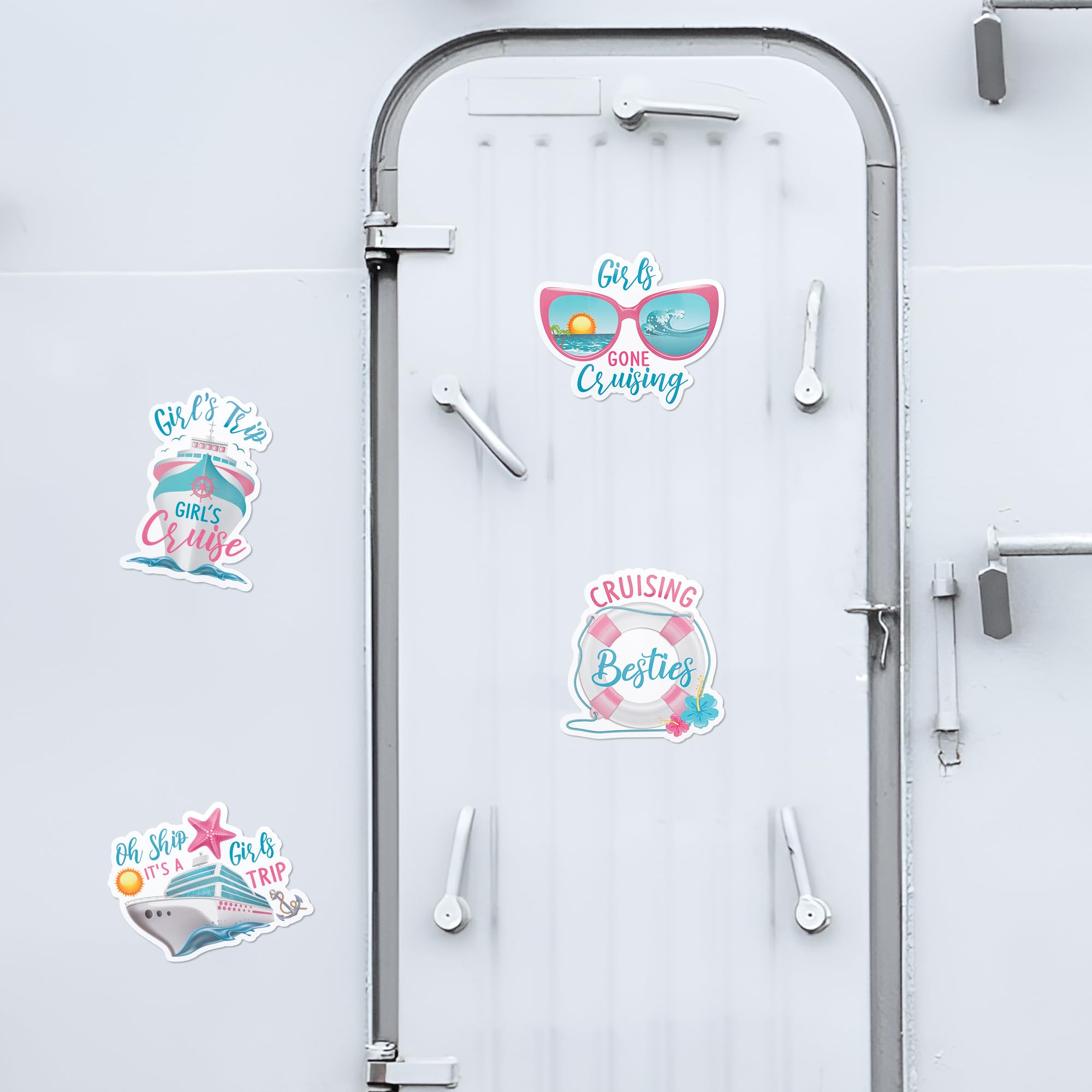 JAPBOR Cruise Door Decorations Magnetic - 4PCS It’s A Girls Trip Magnets, Girl Ship Car Cabin Refrigerator Magnet Decal, Cruising Magnetic Fridge Stickers for Home Kitchen Decor