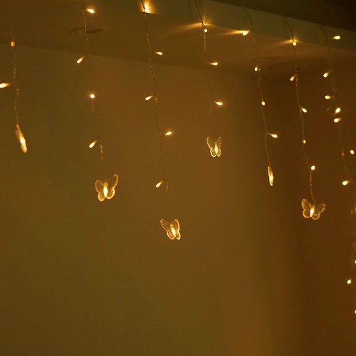 Butterfly Curtain Lights, 6.6ft 48 LED 10 Butterflies USB 8 Modes Window Fairy Lights Twinkle String Lights with Remote Timer for Bedroom Wedding Party Holiday Decor (Warm White)