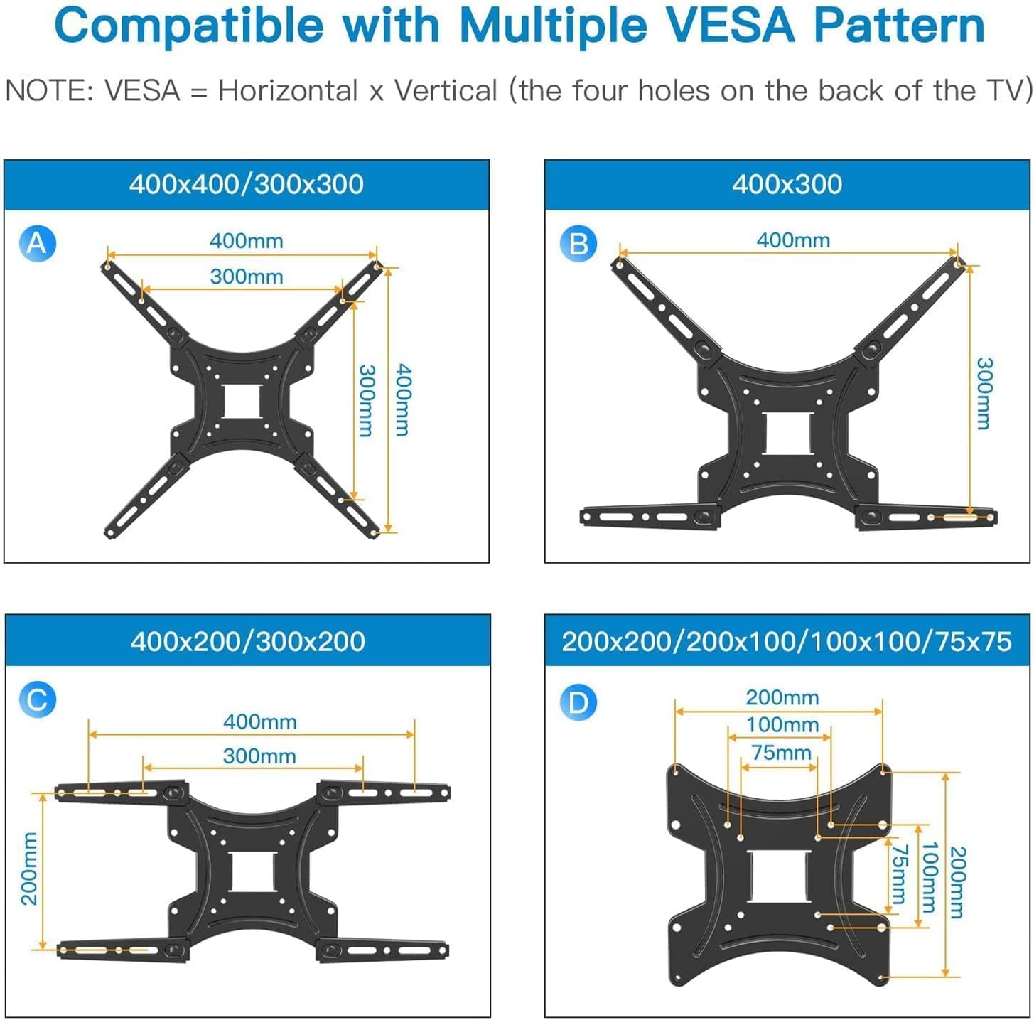 Pipishell Full Motion TV Wall Mount - Articulating Arms for 24-55 Inch LED LCD TVs | Max VESA 400x400mm, 66lbs Capacity