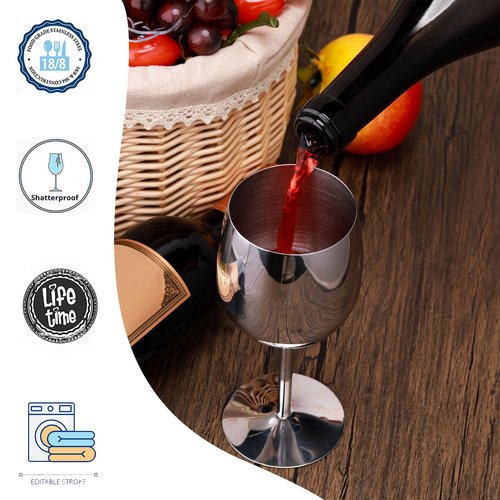 Irenare Set of 12 Stainless Steel Wine Glasses Gold 12 oz Metal Wine Goblets Unbreakable Portable Stemmed Wines Glasses for Wedding Anniversary Party Travel Camping Outdoor Picnics