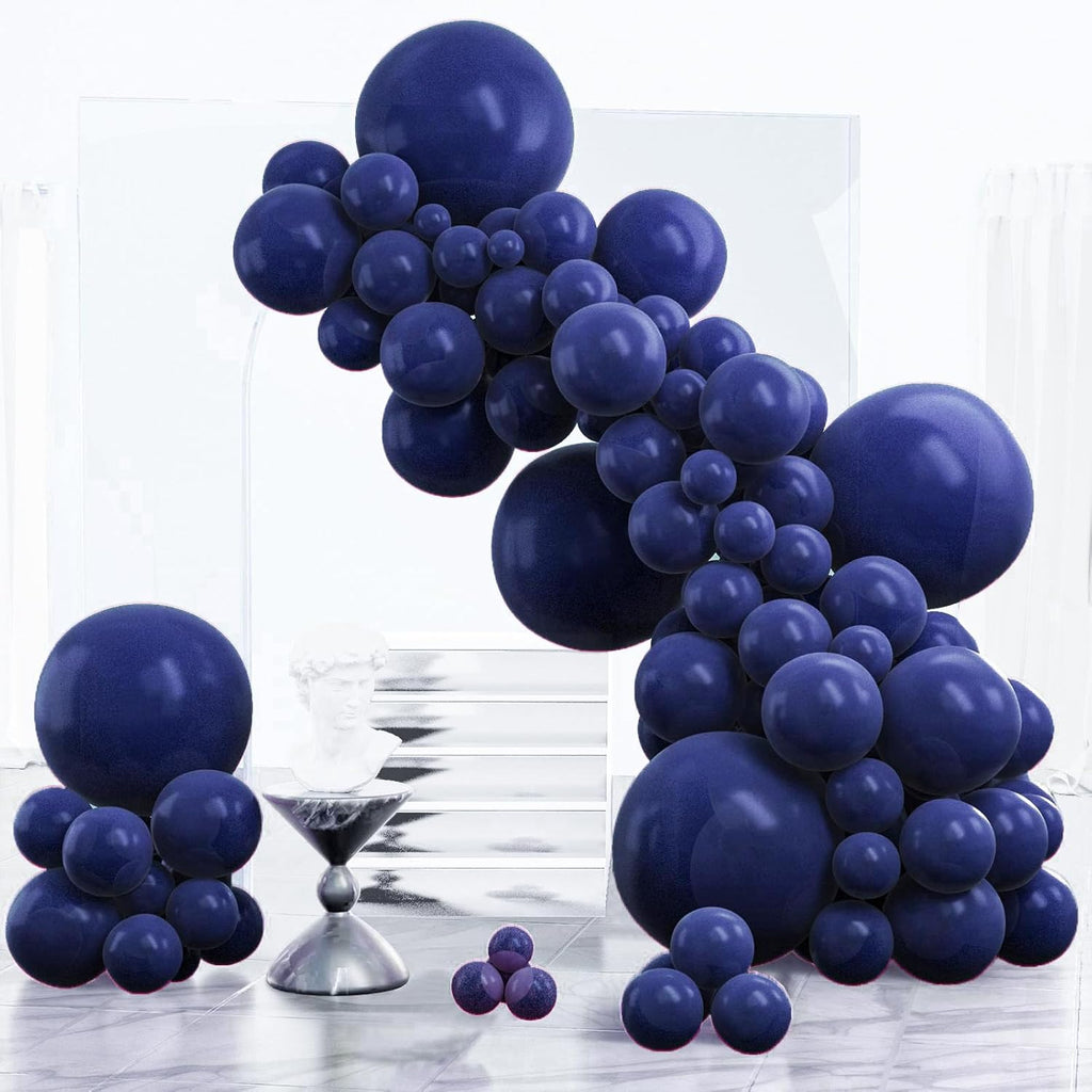 PartyWoo Navy Blue Balloons - 140-Piece Dark Blue Balloon Arch Kit for Graduation & Celebrations | Various Sizes 5-18 Inch