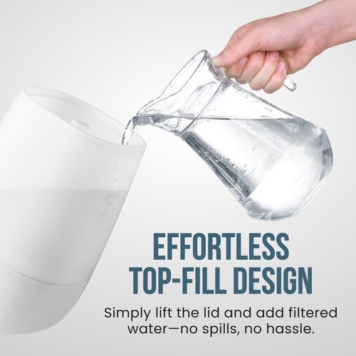 Fontaines Luxury Top-Fill Cool Mist Humidifier - 360° Ultra-Fine Spray, Whisper-Quiet Operation, Dishwasher-Safe Tank, Nightlight & Auto Shut-Off, Easy to Clean for Home, Bedroom, Baby Nursery