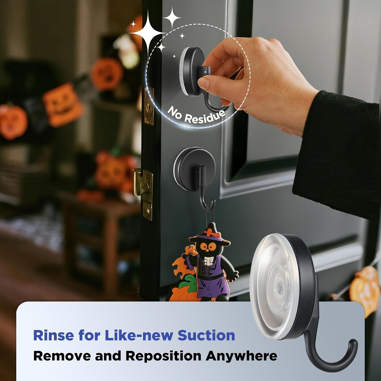 OUTXE Suction Cup Wreath Hanger - Upgraded Reef Hook for All Seasons | Black, 2-Pack