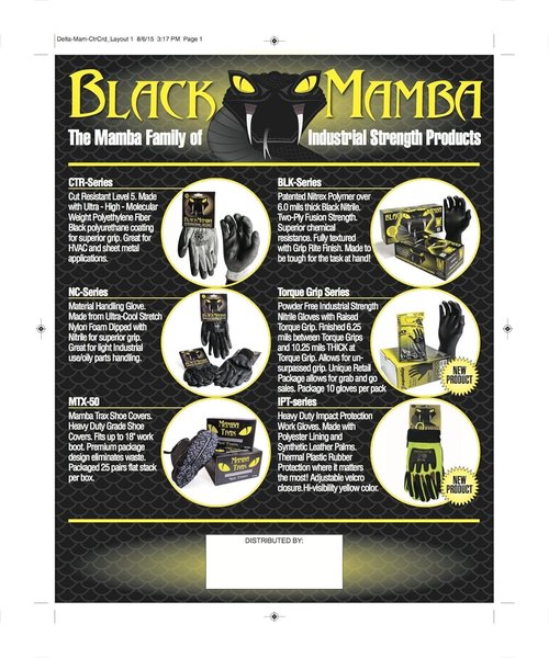 BLACK MAMBA Powder Free Industrial Strength Nitrile Gloves With Raised Torque Grip 100 Glove Box (Large)