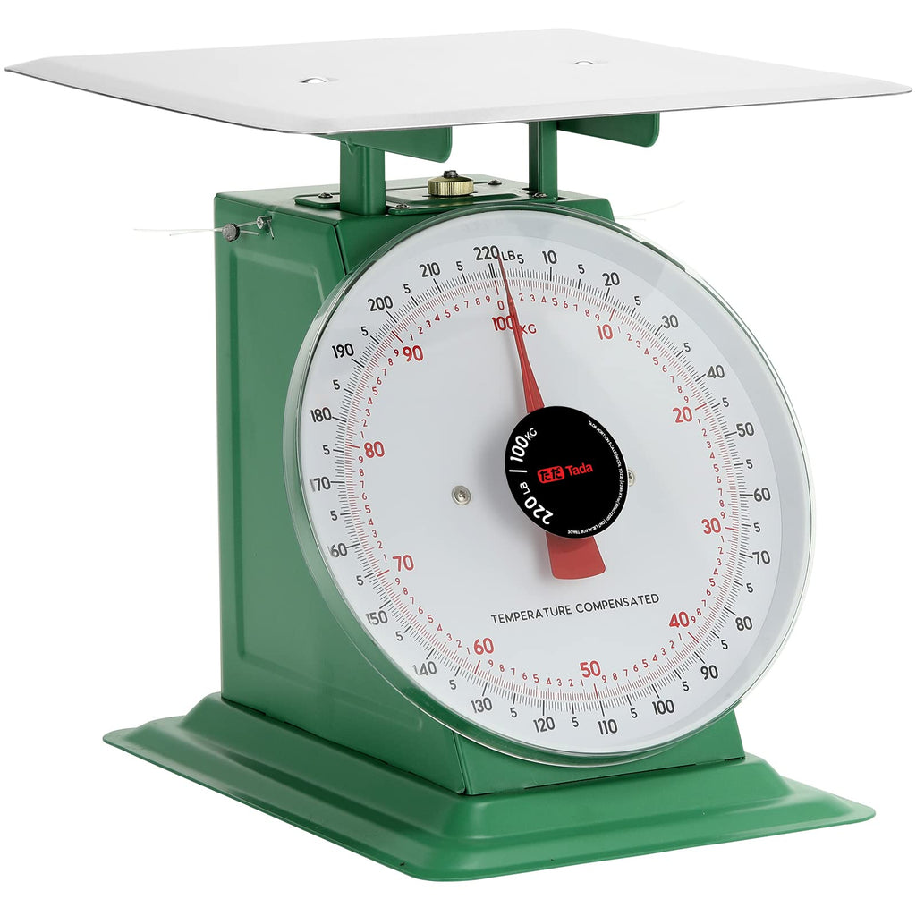 Tada 220lbs Heavy Duty Mechanical Kitchen and Food Scale Industrial Scale with Stainless Steel Platform Analog Produce Scale for Farmers Market and Horse Hay