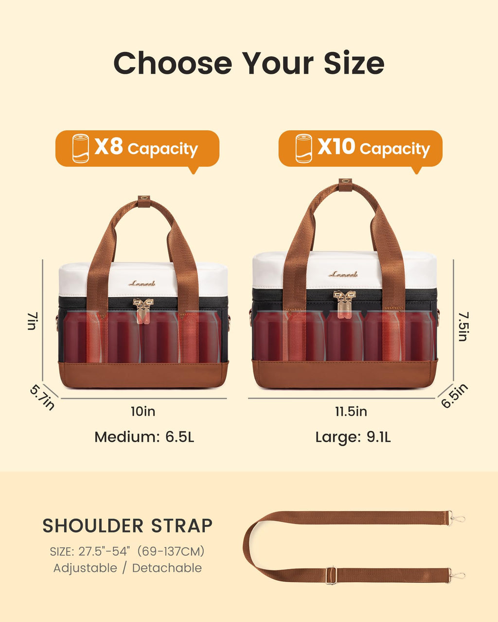LOVEVOOK Insulated Lunch Box for Women Men, Reusable Lunch Bag with Large Capacity, Leakproof Cooler Lunch Tote for Work, Office, Outdoor Use, Black-beige-brown