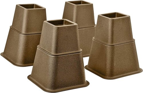 HOME IT Adjustable Bed Risers - Heavy-Duty Furniture Elevation - 3, 5, or 8 Inch Set of 4 (Brown)