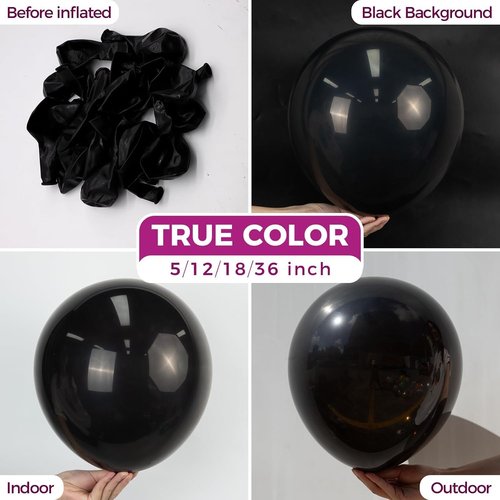 Bezente Black Balloons | 150 Pack Matte Black Latex Helium Balloons for Parties & Events - 5 Inch