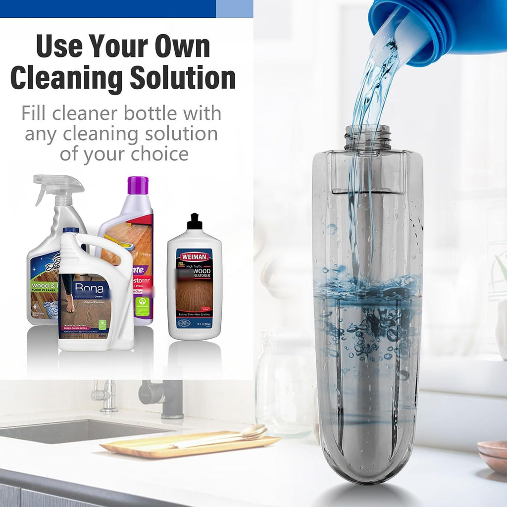 Skiennix Wet Spray Mop - 14 oz Refillable Bottle & 3 Washable Microfiber Pads | Ideal for Hardwood & Tile Floors