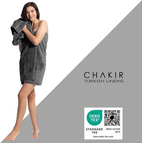 Chakir Turkish Linens - Premium 100% Cotton Bath Towels | Soft & Absorbent | 4-Piece Set in Dark Gray