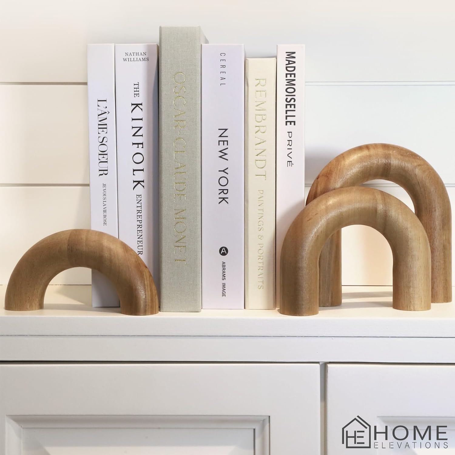 Wooden Arch Decor Set of 3 - Aesthetic Shelf Decor for Coffee Tables & Bookshelves - Acacia Wood Japandi Accents