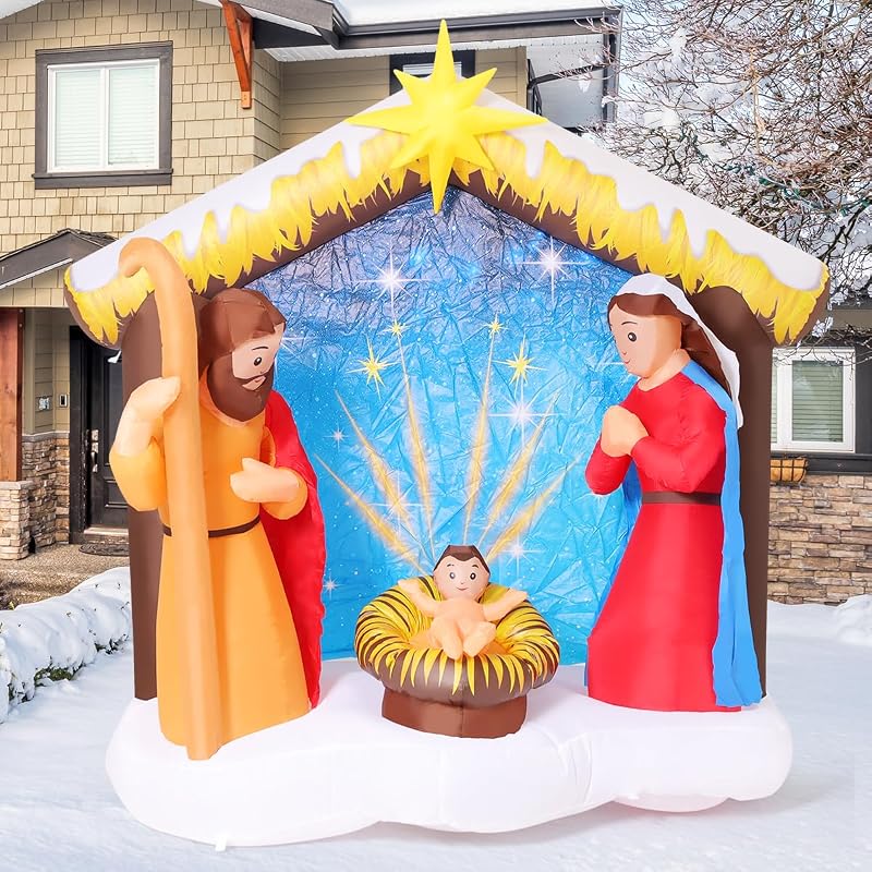 6 ft Nativity Scene Inflatable Outdoor Christmas Decor with LED Lights