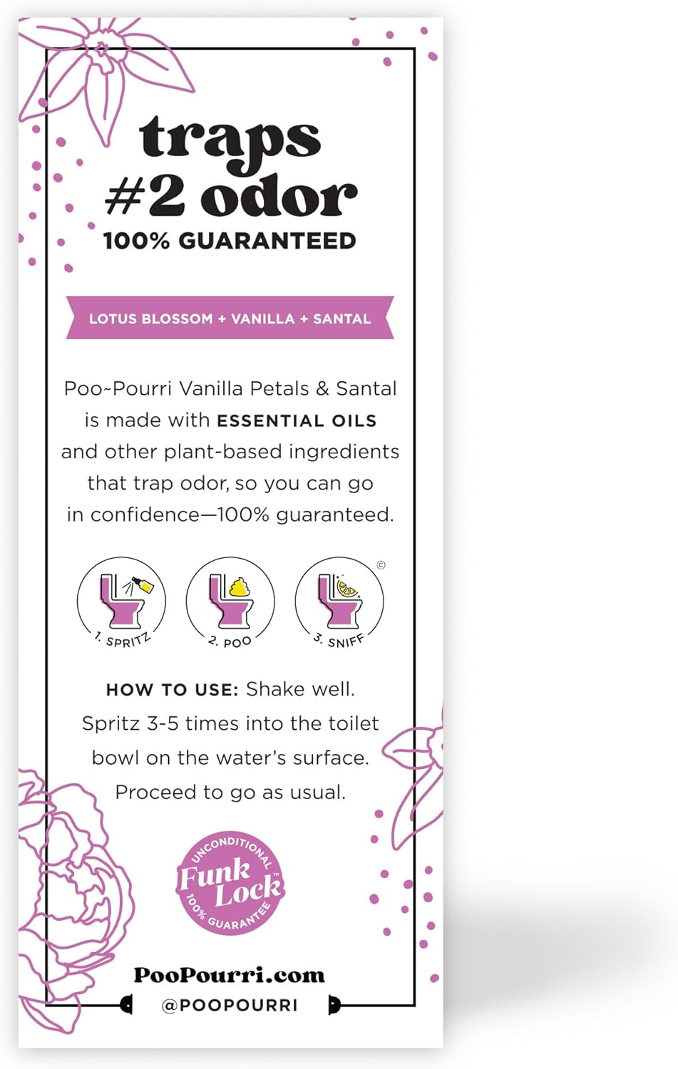 Poo-Pourri Toilet Spray - Before-You-Go Vanilla Petals & Santal, 2 Fl Oz | Odor Eliminator