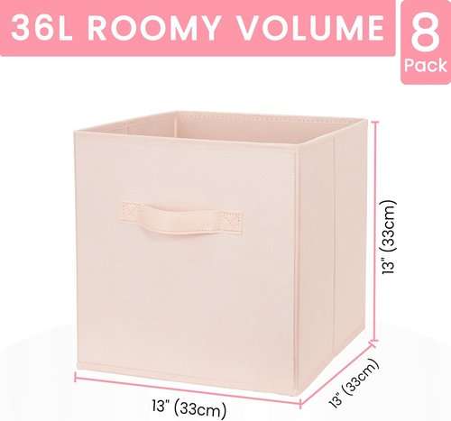 Criusia Storage Cubes - 13-Inch Heavy-Duty Fabric Bins for Closet Organization | 8-Pack Collapsible Baskets for Toys & Blankets