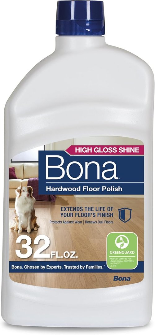 Bona Hardwood Floor Polish - High Gloss Shine & Protection - 32 fl oz - Covers 500 sq ft