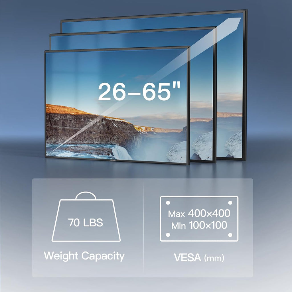 Perlesmith Corner TV Wall Mount - Full Motion Bracket for 26-65 Inch TVs | Swivel, Tilt, Level, Max VESA 400x400mm